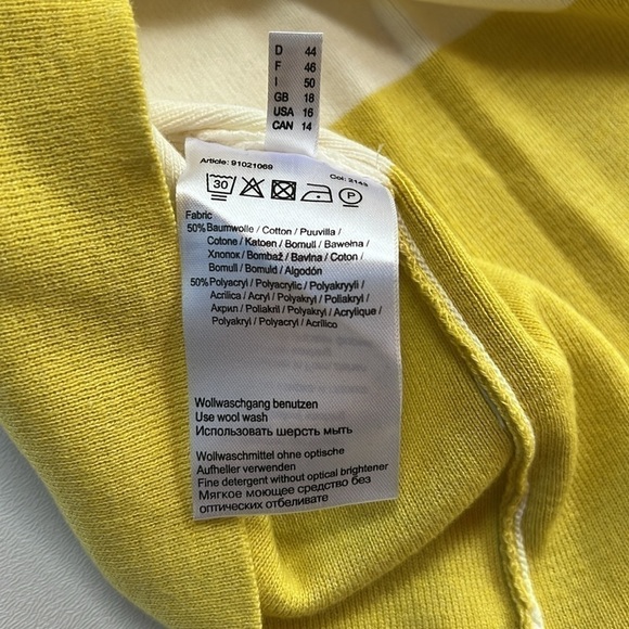 More and More yellow striped 3/4 sleeve color block colorful casual sweater - Picture 5 of 6